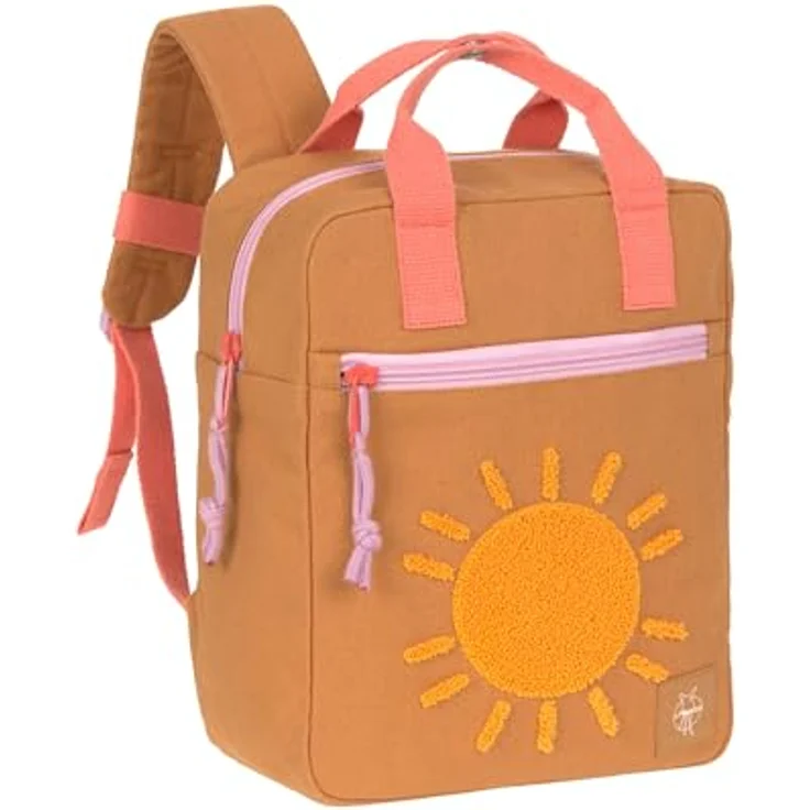 LÄSSIG Kindergartenrucksack Mini Square 7L, wasserabweisend, gepolsterte Schultergurte, Farbe Caramel – Bild 1