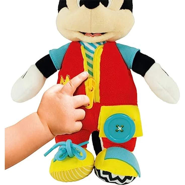 Clementoni Baby Mickey Dress me up Plüsch Montessori, interaktives Kuscheltier zur Förderung manueller Geschicklichkeit, bunt – Bild 5