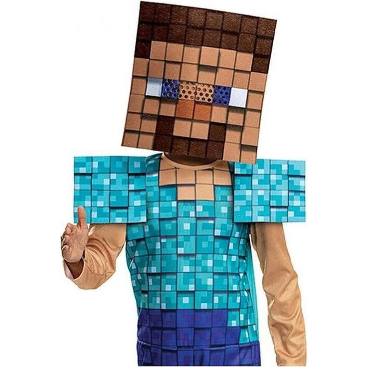 Minecraft Steve Plus Kostüm, Kinderkostüm für 4-6 Jahre (Größe 110), ideal für Rollenspiele.