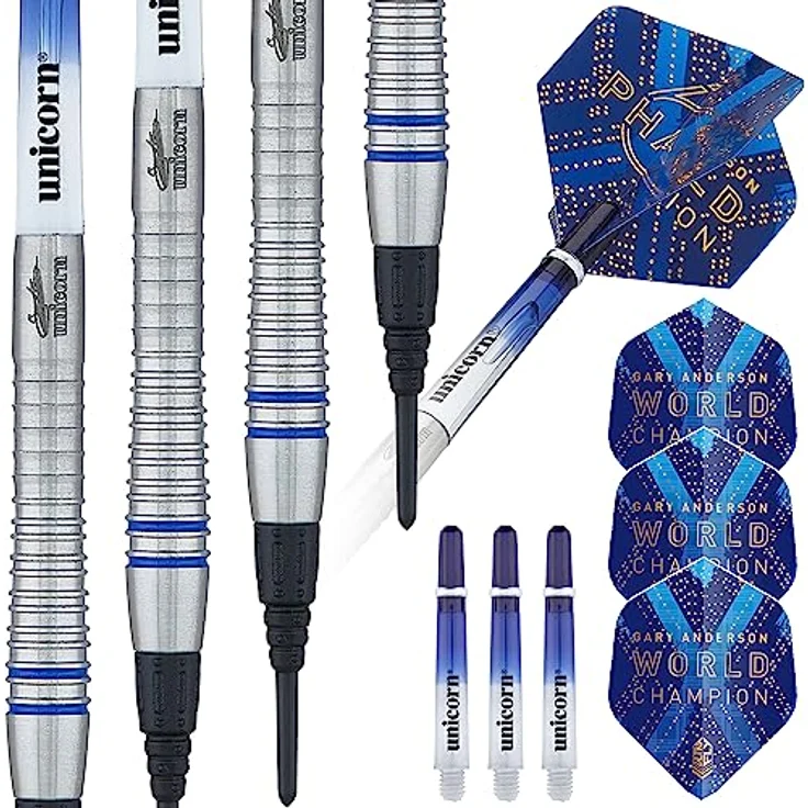 Unicorn Weltmeister Natur Darts, blau, 18 g – Bild 1
