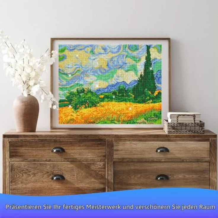 Diamond Dotz Kreativset „Weizenfeld mit Zypressen“, Bastelset für Erwachsene und Jugendliche ab 12 Jahren, inklusive hochwertiger Strasssteine und detaillierter Anleitung, 51 x 39 cm – Bild 6