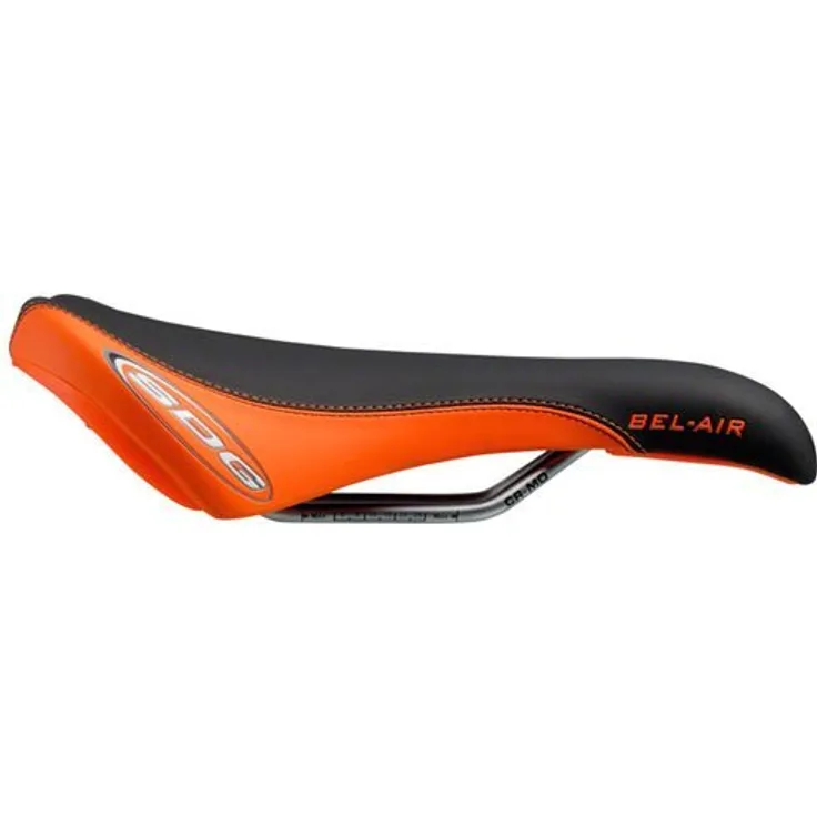 SDG Sattel Bel-Air MTB Sattel unisex erwachsene, Mehrfarbig (Noir/Orange), 140 x 270 mm