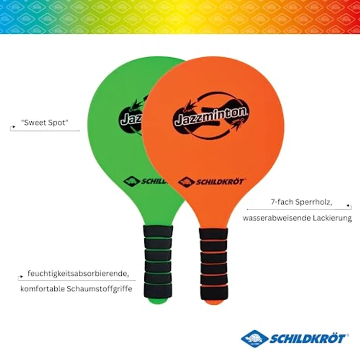 Schildkröt® Jazzminton Set, 2 Schläger, 3 Birdies, LED Ball für das Spiel bei Nacht, Beachball Set, großer Spaß für Jedermann und überall – Bild 3