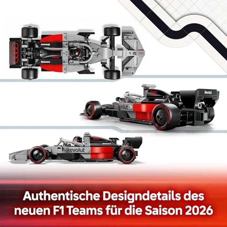 LEGO Speed Champions Audi Revolut F1® Team R26 Rennwagen (77259), 216-teiliges Modell für Kinder ab 10 Jahren, 19cm lang, detailgetreue Konstruktion mit Cockpit und Pirelli-Reifen – Bild 5