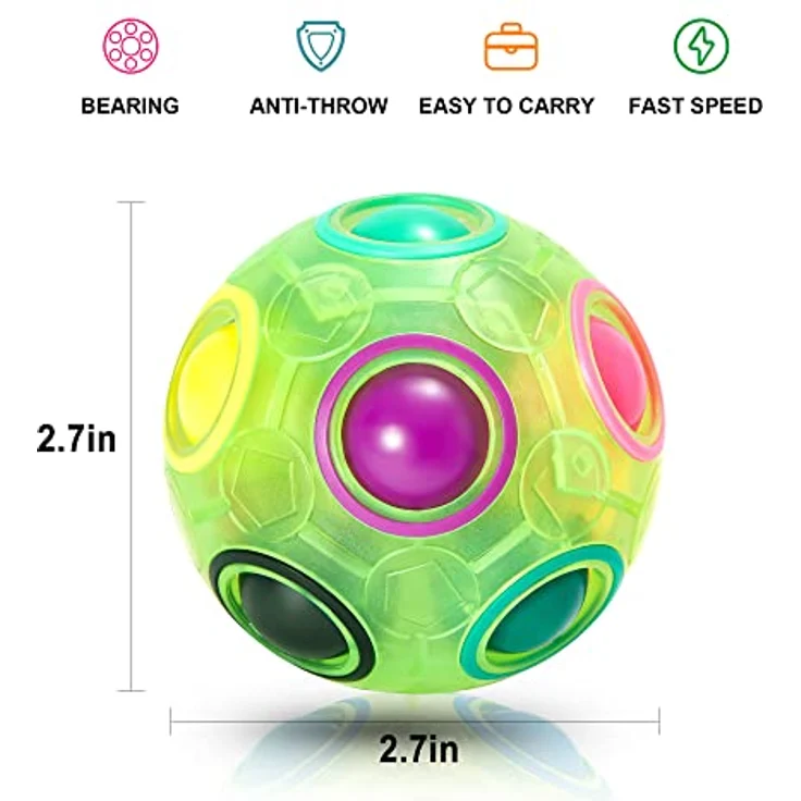 Vdealen Regenbogenball, Magischer Puzzleball aus umweltfreundlichem ABS-Material, 7 cm Durchmesser, stressabbauendes Geschicklichkeitsspiel für Kinder, Teens & Erwachsene – Bild 2