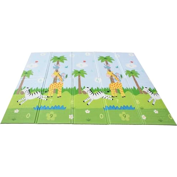 Teamson Kids Fantasy Fields Safari Krabbelmatte, 1.97m x 1.54m, doppelseitig mit Dschungeltieren, 1 cm dicke Polsterung, leicht zu reinigen – Bild 1