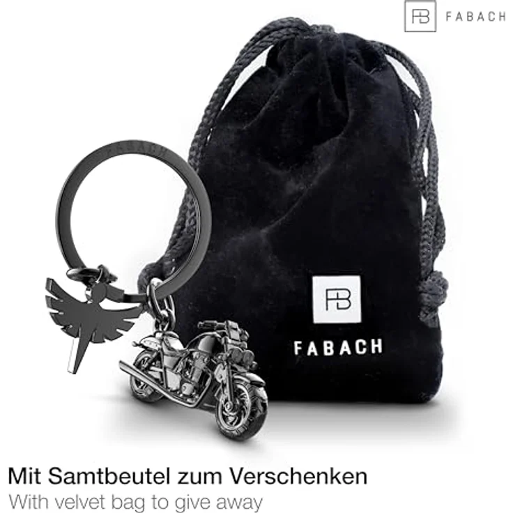 FABACH Motorrad Schlüsselanhänger mit Schutzengel - Geschenk Engel Schlüsselanhänger für Motorradfahrer - Geschenke Motorrad Schlüsselanhänger Glücksbringer Fahr vorsichtig – Bild 2