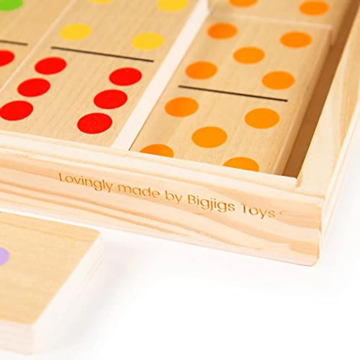 Bigjigs Toys Jumbo-Dominosteine, hölzernes Legespiel mit 28 Spielstücken, für Kinder ab 3 Jahren, in stabilem Holzschal – Bild 1