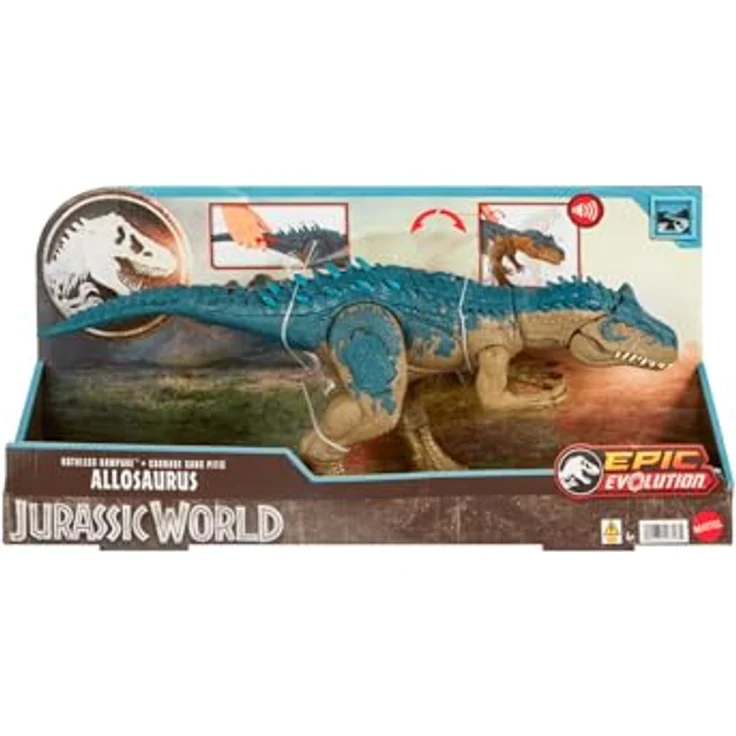 Mattel Jurassic World Allosaurus-Dinosaurier mit HRX50-Funktion, ca. 43 cm, lebensechte Bewegung und AR-Erlebnis – Bild 4