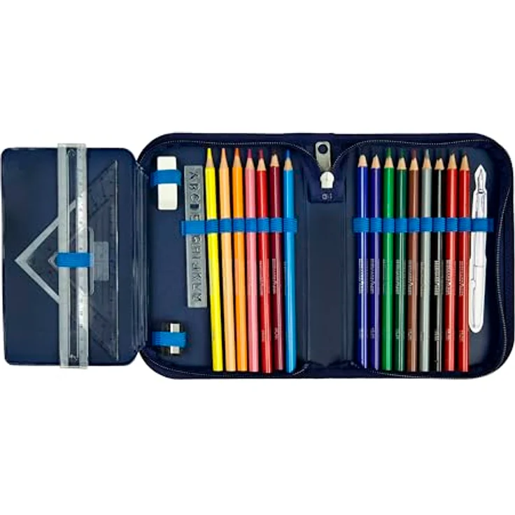 Scooli Gefülltes Schüleretui Soccer Champ, Federmäppchen mit 14 Buntstiften, 2 Bleistiften, Lineal & Zubehör, Robust und Ergonomisch, Ab 6 Jahren – Bild 3