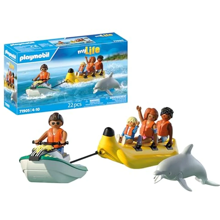 PLAYMOBIL Bananenboot-Tour, Vacation on The Beach, Wasserspielzeug mit 4 Figuren, Jet Ski und Delfin, ab 4 Jahren, kreatives Spielvergnügen – Bild 1