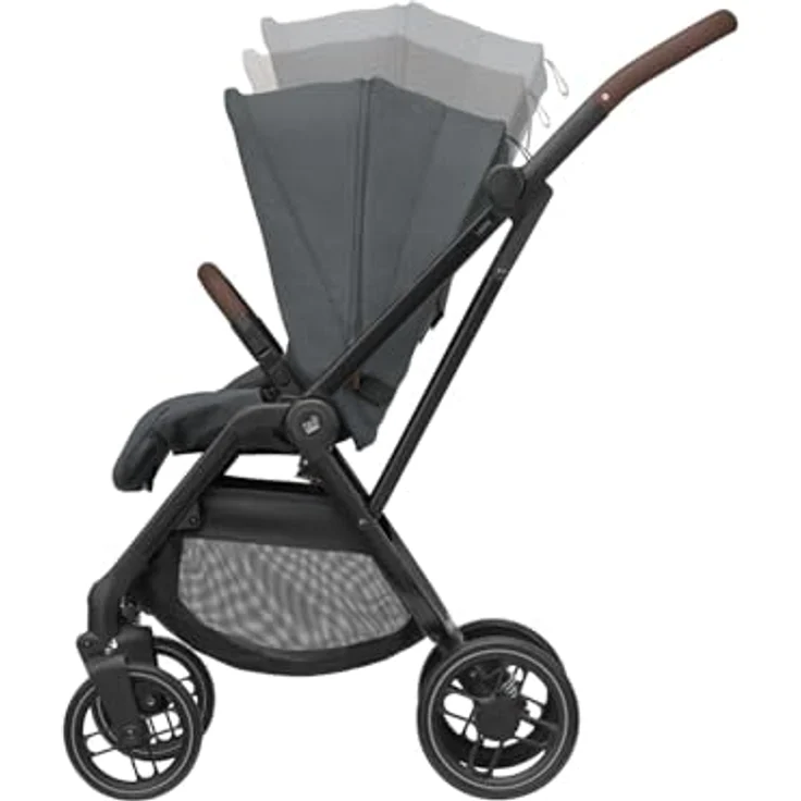 Maxi-Cosi Leona² Kinderwagen, 0–4 Jahre, 0–22 kg, superkompakt, umdrehbarer Sitz, einhändig zusammenklappbar, 3 Liegepositionen, flache Liegeposition, LSF 50+, Twillic Graphite – Bild 4