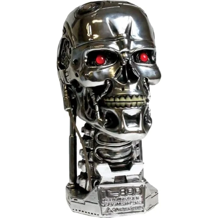 Nemesis Now T-800 Terminator Büste, Sammelfigur aus Harz mit entferntem Schädel und Stauraum, silber – Bild 1