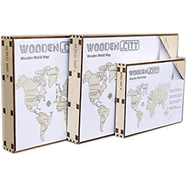 WOODEN.CITY Weltkarte Holz "L" 120 x 80 cm Holz Puzzle: Taille XL, 3D Puzzle mit gravierten Landesgrenzen – Bausatz aus Birkenholz – Bild 2