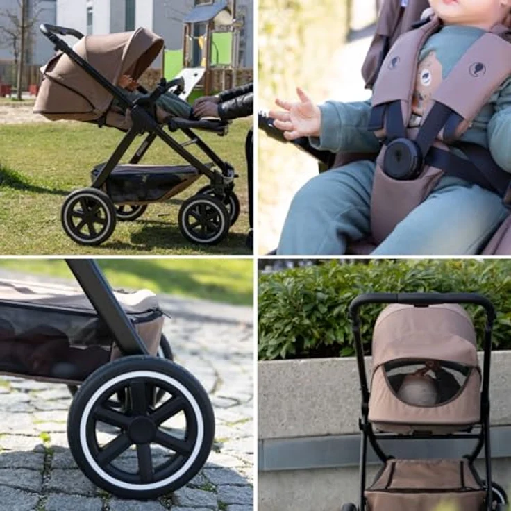 ABC Design Buggy & Sportwagen Samba 2 - Dark Beige, inkl. Gratis Mobilitätsgarantie, mit großem Sonnenverdeck, HappyBelt® 5-Punkt-Gurtsystem und All-Terrain Luftkammerrädern – Bild 6