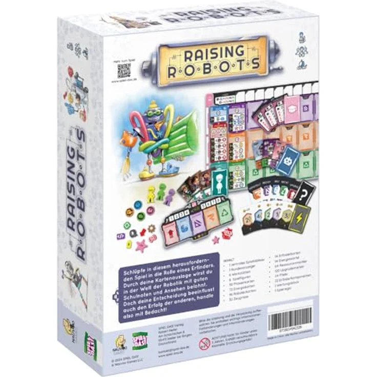 SPIEL DAS! Verlag Raising Robots, Kennerspiel ab 14 Jahren für 1-6 Spieler, strategieschrittbasierte Brettspiel mit 14 Erfindern und 96 Robotern – Bild 2