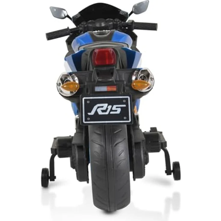 Moni Elektro-Kindermotorrad Elektromotorrad Motocross, Belastbarkeit 30 kg, MP3-Funktion Bluetooth Stützräder Lichter, in Rot – Bild 5