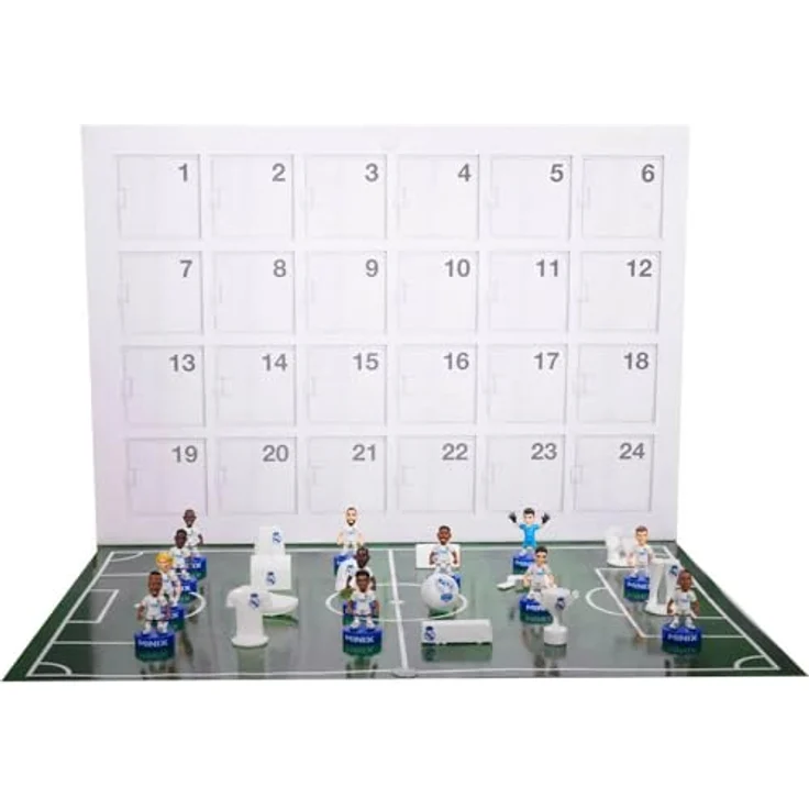 BANDAI Minix Collectible Figuren Real Madrid Adventskalender, 12 Spieler, 12 Überraschungen, Geschenkidee für Fußballfans, offizielles Design (MN17348)
