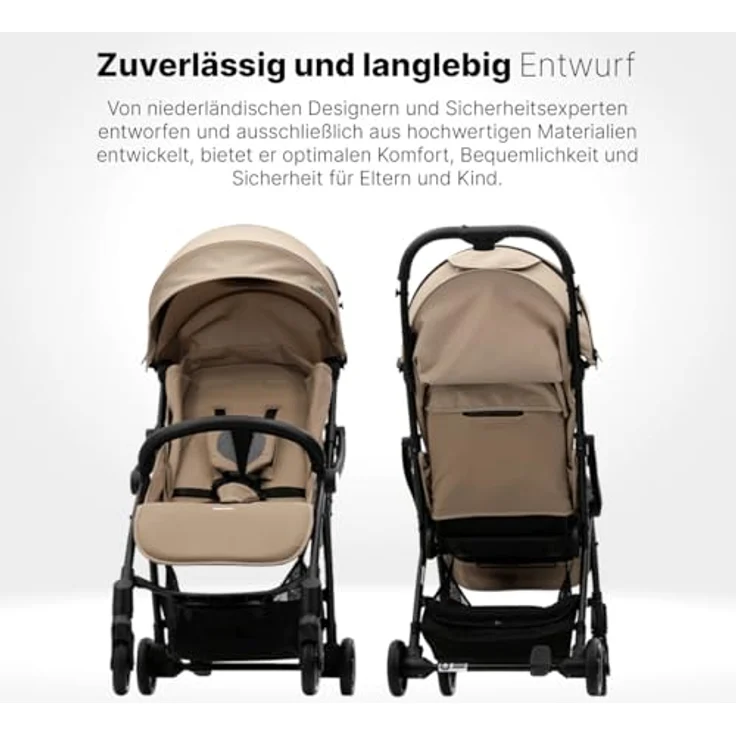 Hamilton by Yoop X1 Plus Kinderwagen - Modell 2023 - Leicht, verstellbar und wendig - Premium Buggy mit Einhand-Falttechnik - Belastbar bis 22 kg - Khaki – Bild 2
