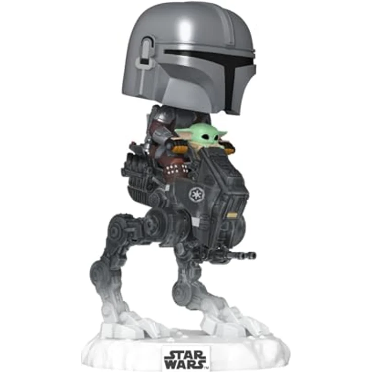 Funko POP! Rides Deluxe: Star Wars: The Mandalorian and Grogu - Mandalorian mit Grogu im Imperial Remnant AT-RT - Sammelbare Vinylfigur, 9,5 cm, offizielle Merchandise – Bild 2