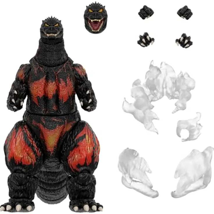 Super7 Toho ULTIMATES! Wave 2 - HeiSei Burning Godzilla Actionfigur mit austauschbaren Köpfen und Dampfeffekten, 20,3 cm, durchscheinend orangefarben