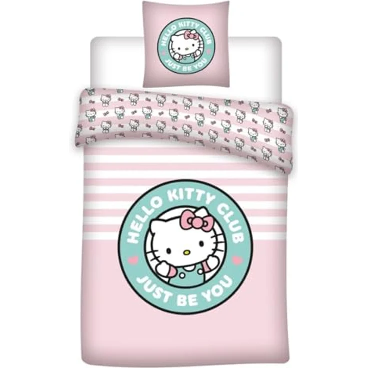 Aymax Hello Kitty Bettwäsche Just Be You, 2-teiliges Set, rosa, Bettbezug 140 x 200 cm + Kissenbezug 65 x 65 cm, Polycotton, OEKO-TEX schadstoffgeprüft