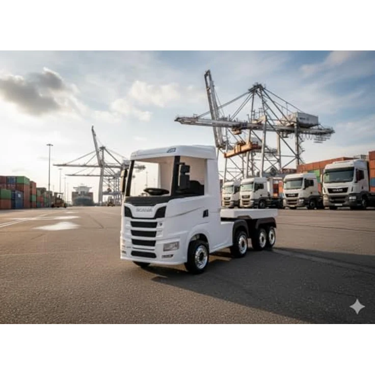 ES-TOYS Lizenzierter SCANIA R Series Kinder-Elektro-LKW, 4-Motoren, 2x12V Akku, 2.4G, EVA-Reifen, Ledersitz schwarz – Bild 5