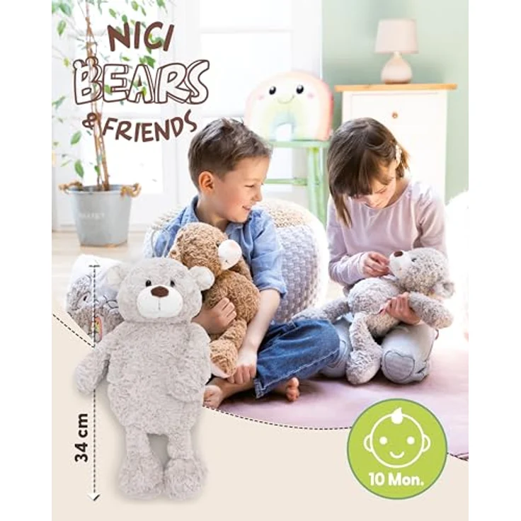 Nici Wärmflasche Classic Bear Finni, 2in1 Kuscheltier & Wärmflasche, 300 ml, zartgraues Plüsch, enthält recyceltes Material – Bild 2