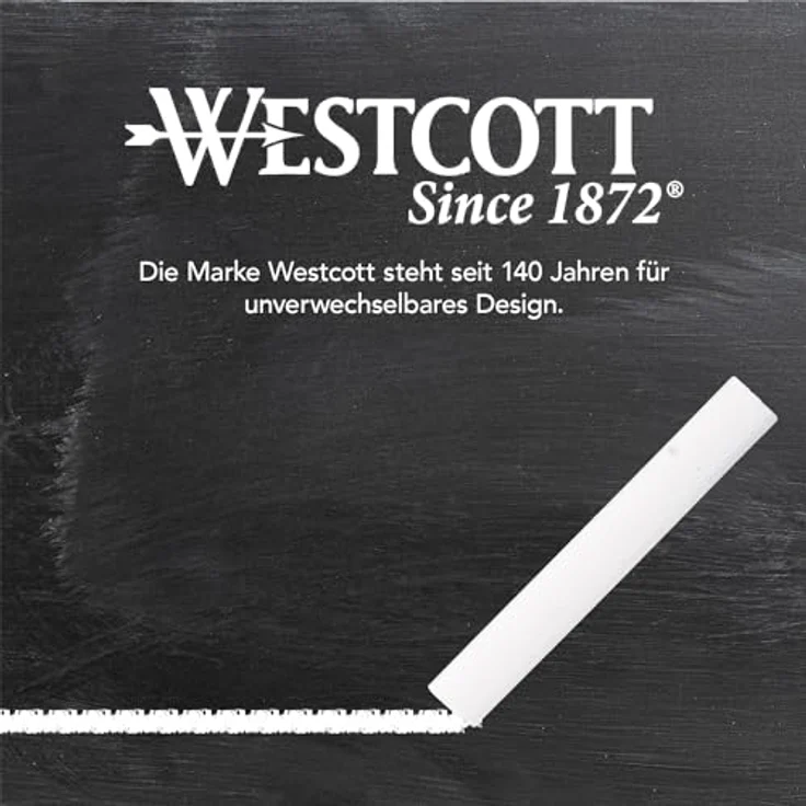 WESTCOTT Malkreide Tafelkreide, 12 Stück weiss, staubarm & leicht abwischbar, 1,2 cm ⌀ x 8,5 cm – Bild 6