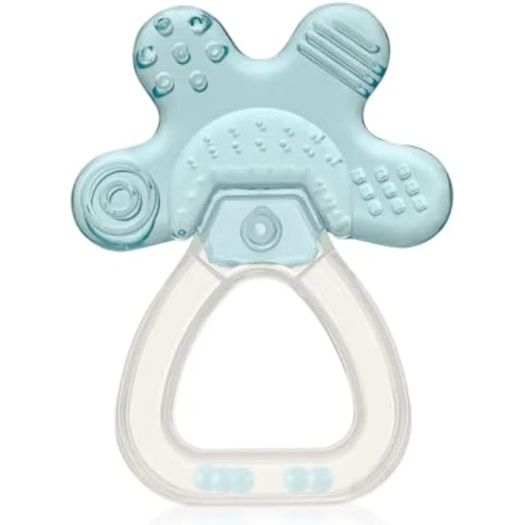 Reer Bite&Cool Kühlbeißring, drucklinderndes Zahngel für Babys ab 3 Monaten, transparent & blau – Bild 6