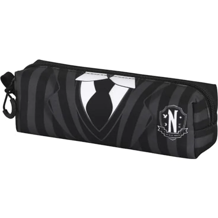 KARACTERMANIA Unisex 6010 FAN Quadrat Federmäppchen 2.0, schwarz, 1 Fach mit Reißverschluss, 8 x 21 x 5,5 cm