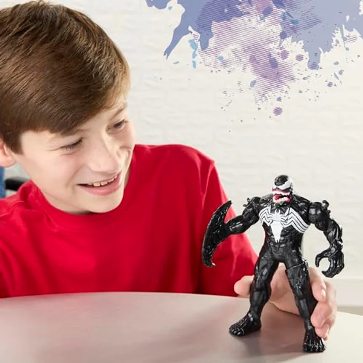SPIDER-MAN Marvel Spider-Man Venom Figur, elektronische Action-Figur (15,2 cm) mit Soundeffekten und Action-Effekten, schwarz-weiß, für Kinder ab 4 Jahren – Bild 4