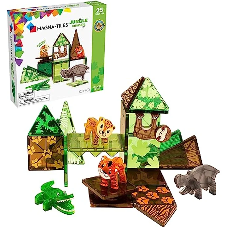 Magna-Tiles Jungle Animals 25-teiliges Set - magnetischen 3D-Bausteinen in klaren Farben, fördert spielerisches Lernen – Bild 1