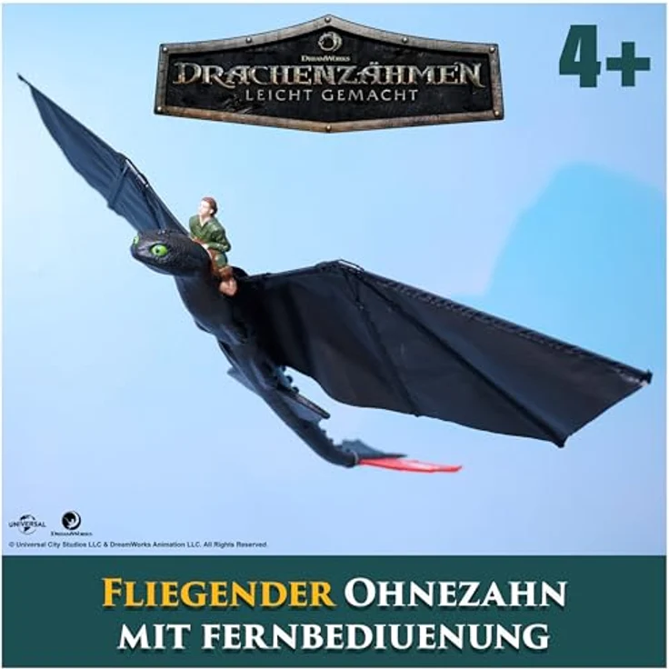 Dreamworks Dragons Ohnezahn, fliegender Drache mit Fernbedienung, 76 cm Flügelspannweite, USB-aufgeladen, Spielzeug für Kinder ab 4 Jahren – Bild 2