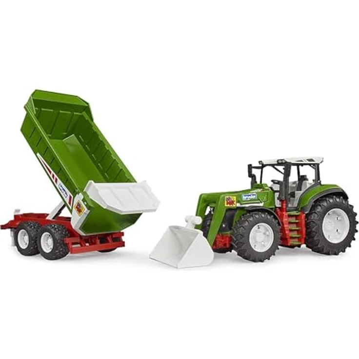bruder 03452 - Roadmax Traktor mit Frontlader und Kippanhänger - Spielzeug ab 2 Jahre, robustes landwirtschaftliches Fahrzeug in schwarz - Preisvergleich – Bild 1