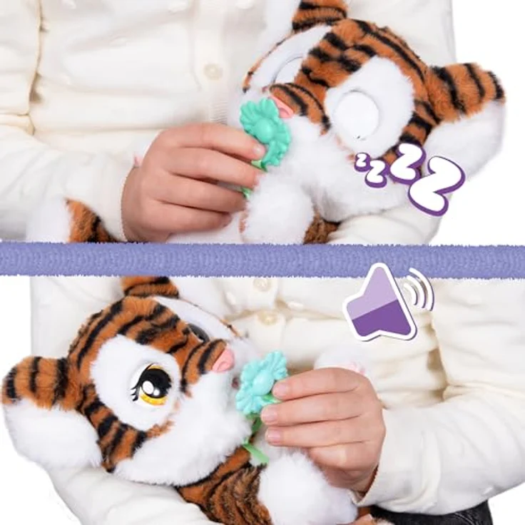 BABY PAWS Baby Paws Tiger, interaktives Kuscheltier mit Schlaffunktion und Tragetasche, 24 cm hoch – Bild 3