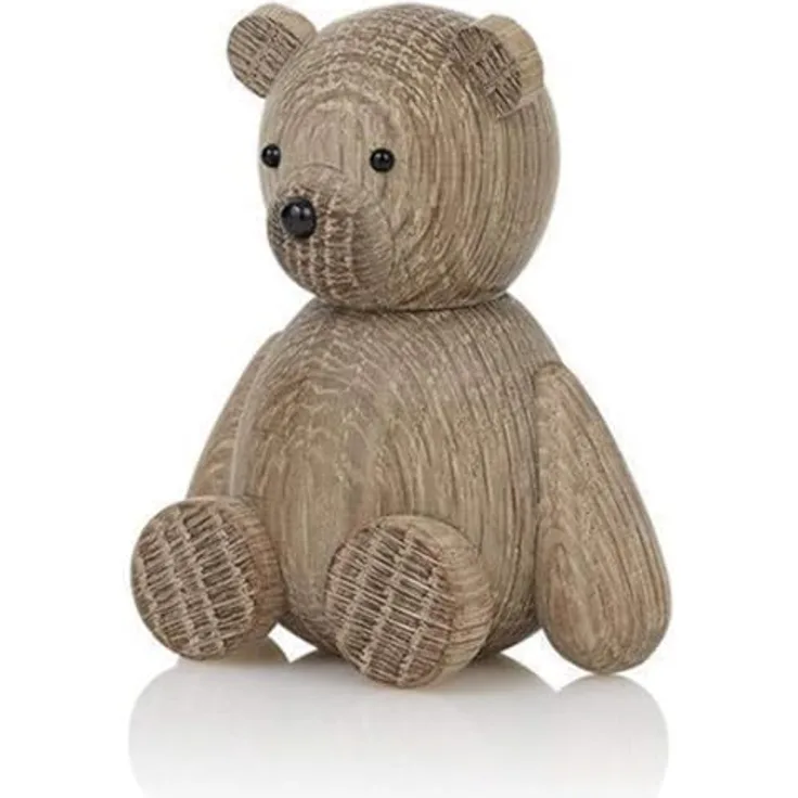 Lucie Kaas Skjode Teddybär Holzfigur, 9cm aus Eichenholz, braun, handgefertigt