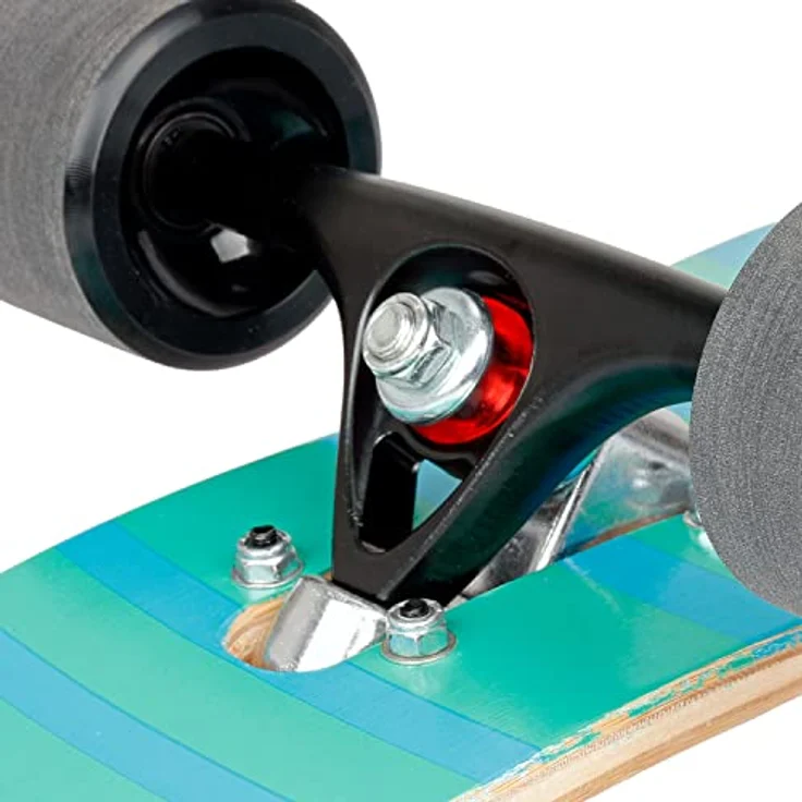 Mach1 Bambus Longboard mit Keramik Kugellager + T-Tool - Skateboard Drop Through Cruiser Komplettboard - 2852, symmetrisch gestaltet mit Camber für verbesserten Schwung - Bambus/Ahorn, 106 cm, 80A-Rollen - Schwarz/Grau – Bild 5
