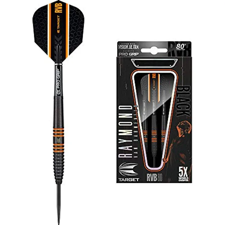 Target Darts Raymond van Barneveld RVB 80 Schwarzes 26G 80% Wolfram Steeldarts-Set Dartpfeile