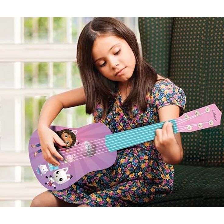 Gabby's Dollhouse Meine erste Gitarre, 21" Kinder-Gitarre in leuchtenden Farben mit süßen Motiven, Musikspielzeug – Bild 6