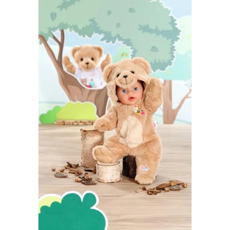 BABY born Bärenanzug, Strampelanzug mit Kapuze und Ohren in Teddy-Optik für 43 cm Puppen, 836088 Zapf Creation – Bild 5