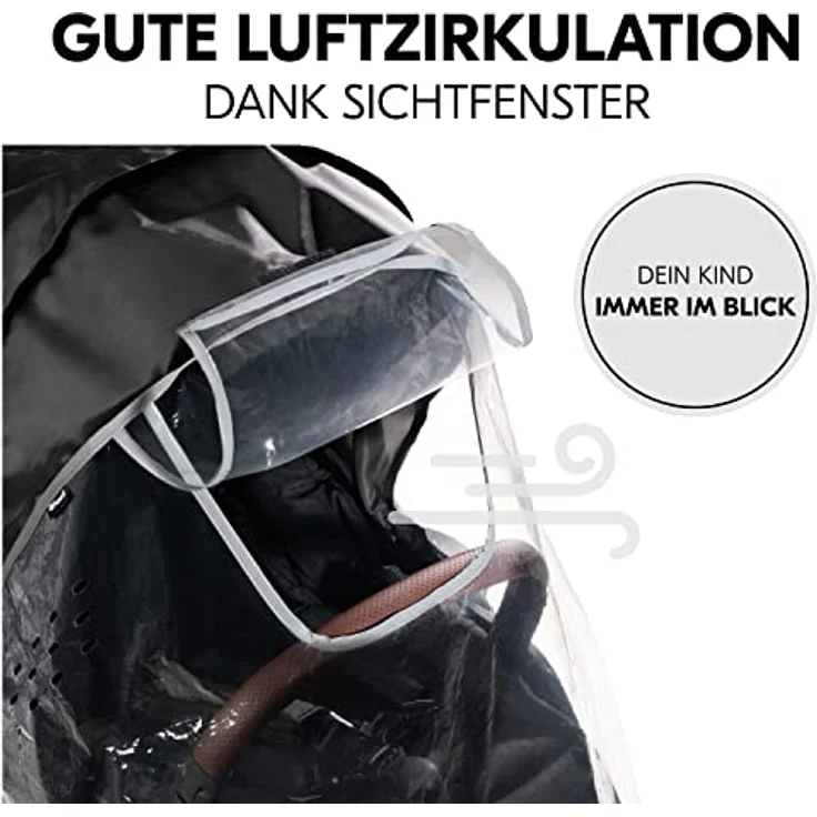 Hauck Universal Regenschutz Buggy Kinderwagen Sitz, Reflektierende Umrandung, Kontakt-Fenster, Gute Luftzirkulation, Einfache Befestigung, Kompatibel mit hauck Buggys, Transparent – Bild 5