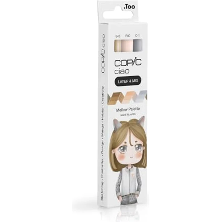 Copic Ciao LAYER & MIX Mellow Palette, Marker Set mit 3 verschiedenen Farben, Layoutmarker mit mittelbreiter und Brush-Spitze, E-43 (Dull Ivory), C-1 (Cool Gray No. 1), R-00 (Pinkish White) – Bild 3