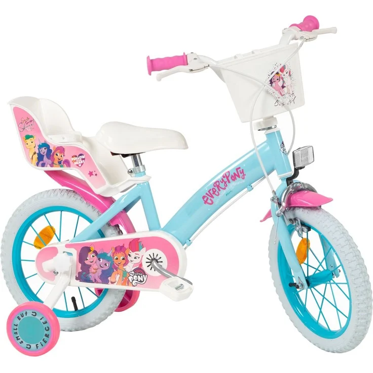Toimsa Bikes Kinderfahrrad 14 Zoll Kinder Mädchen My Little Pony 1497, 1 Gang, Puppensitz, Korb, Stützräder, pink