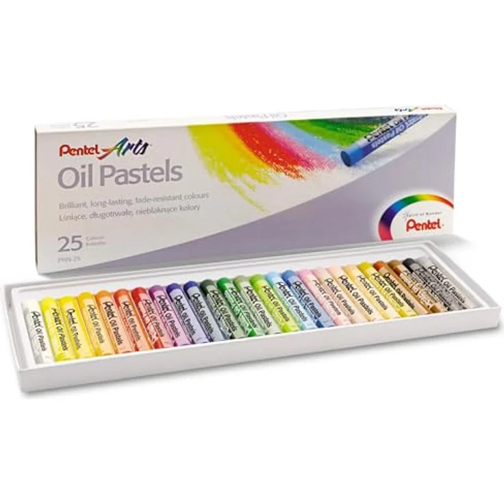 PENTEL Maltuch Ölpastellkreide Set, 25 brilliante Farben mit hoher Deckkraft für vielfältige Anwendungen – Bild 1