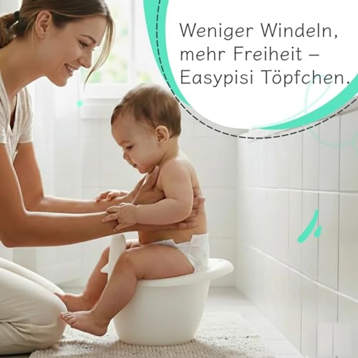 Easypisi Baby-Töpfchen zum Abhalten, Windelfrei, mobiles Kindertöpfchen für Jungen/Mädchen bis 1 Jahr, Weiß, Made in Germany – Bild 8