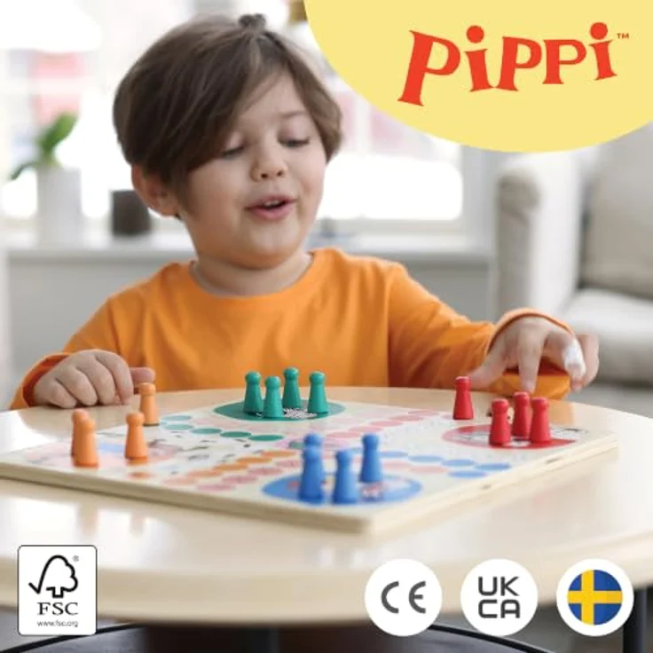 NGK Pippi Langstrumpf Holzspielzeug, Brettspiel mit handlichen Spielfiguren und stabiler Holzoptik – Bild 5