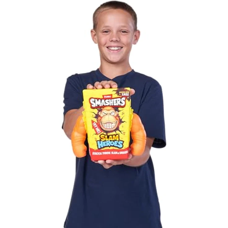 ZURU SMASHERS SLAM Heroes Orangefarbener Gorilla, elastisches Gorillaspielzeug mit 4-Wege-Superstretch-Technologie und Rückpralleffekt – Bild 5