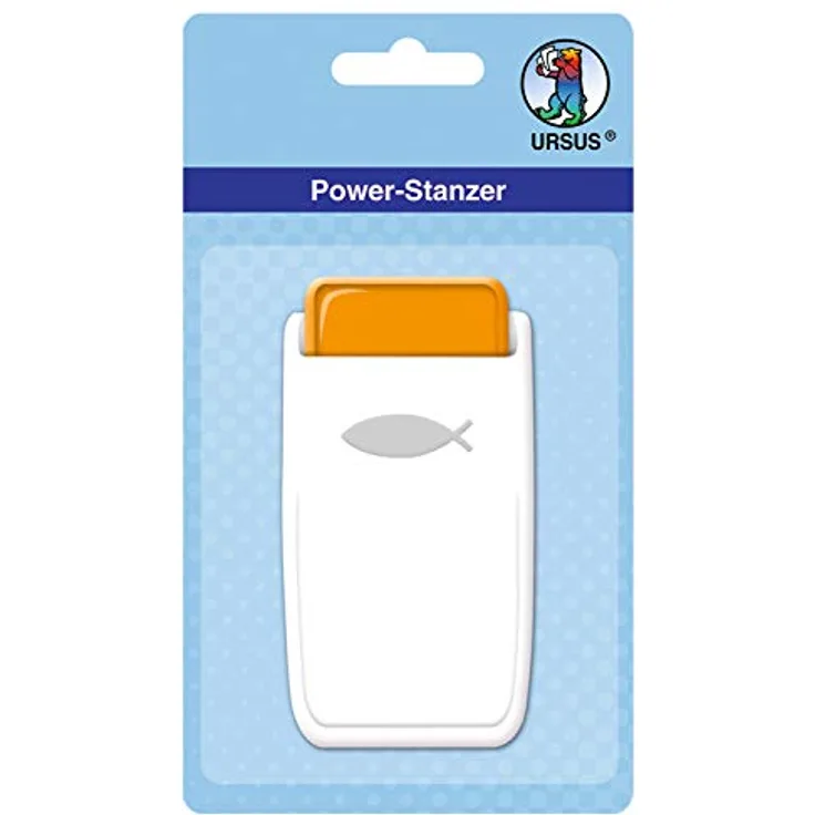Ursus 19750086 - Power Stanzer mittel, Fisch, Motivbreite ca. 2,5 cm, aus Kunststoff mit Metallstanze, für verschiedene Papierstärken und andere Materialien