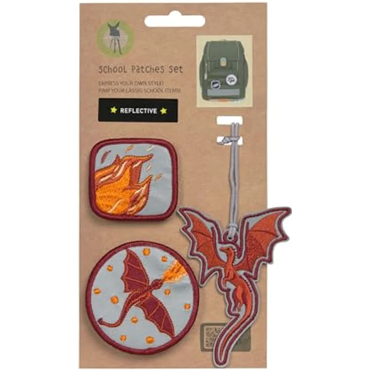 LÄSSIG Anhänger und Patches Set (3 Stk.) mit Druckknopf/School Patches Set Dragon – Bild 2